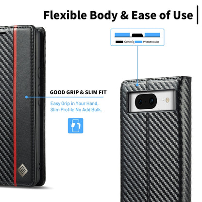 For Google Pixel 8 LC.IMEEKE Carbon Fiber Leather Phone Case(Vertical Black) - Google Cases by LC.IMEEKE | Online Shopping UK | buy2fix