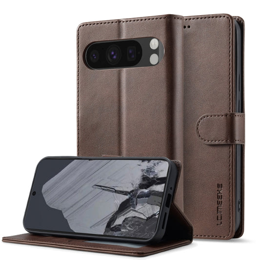 For Google Pixel 9 Pro XL LC.IMEEKE Calf Texture Flip Leather Phone Case(Brown) - Google Cases by LC.IMEEKE | Online Shopping UK | buy2fix