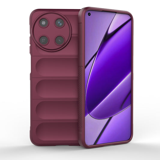 For Realme 11 4G Global Magic Shield TPU + Flannel Phone Case(Wine Red) - Realme Cases by buy2fix | Online Shopping UK | buy2fix