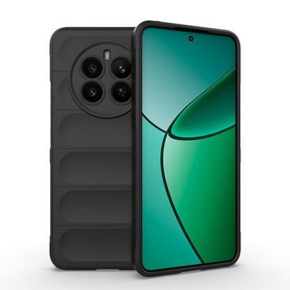 For Realme 12+ 5G Global Magic Shield TPU + Flannel Phone Case(Black) - Realme Cases by buy2fix | Online Shopping UK | buy2fix