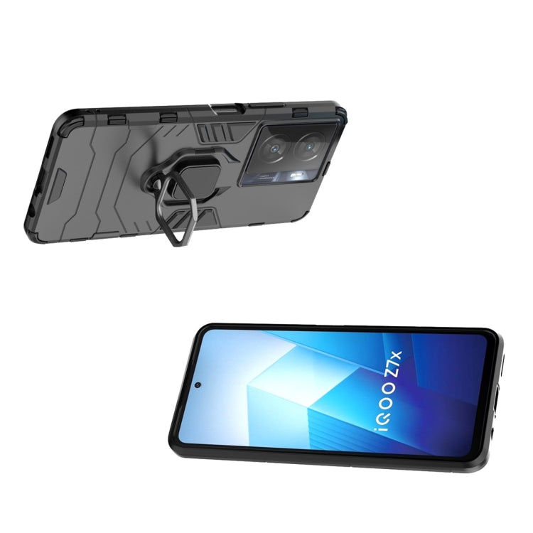 For vivo iQOO Z7x 5G Magnetic Ring Holder PC + TPU Phone Case(Black) - vivo Cases by buy2fix | Online Shopping UK | buy2fix