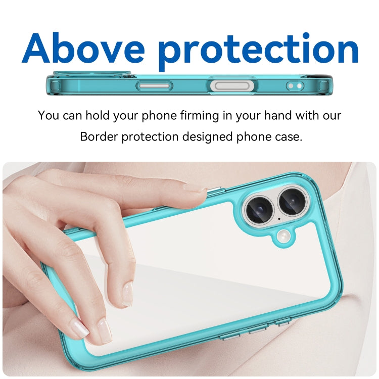 For iPhone 16 Colorful Series Acrylic + TPU Phone Case(Transparent Blue) - iPhone 16 Cases by buy2fix | Online Shopping UK | buy2fix