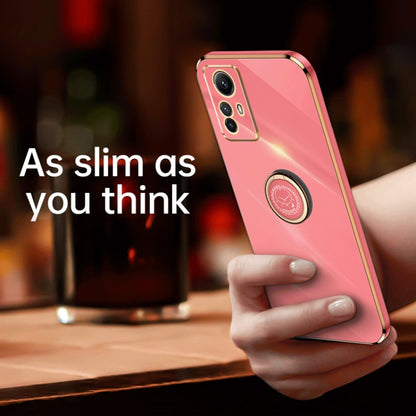 For Xiaomi Redmi Note 12S 4G XINLI Straight Edge 6D Electroplate TPU Phone Case with Ring Holder(Pink) - Xiaomi Cases by XINLI | Online Shopping UK | buy2fix
