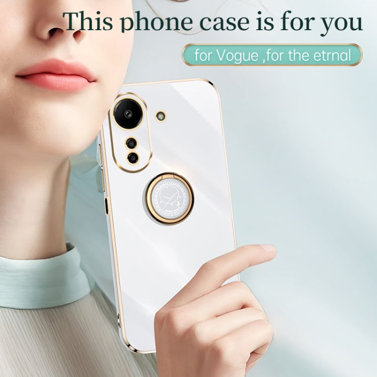 For Xiaomi Redmi 13C 4G XINLI Straight Edge 6D Electroplate TPU Phone Case with Ring Holder(White) - 13C Cases by XINLI | Online Shopping UK | buy2fix