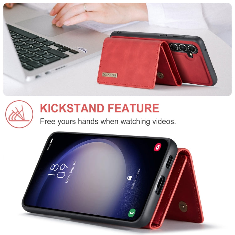 For Samsung Galaxy A55 5G DG.MING M1 Series 3-Fold Multi Card Wallet + Magnetic Phone Case(Red) - Galaxy Phone Cases by DG.MING | Online Shopping UK | buy2fix