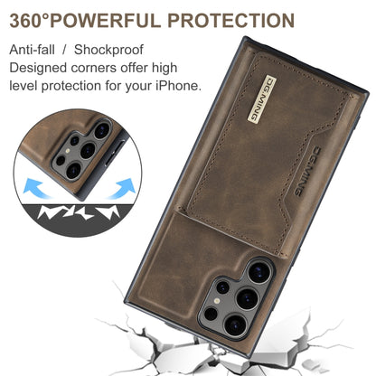 For Samsung Galaxy S24 Ultra 5G DG.MING M2 Series 3-Fold Multi Card Bag + Magnetic Phone Case(Coffee) - Galaxy S24 Ultra 5G Cases by DG.MING | Online Shopping UK | buy2fix