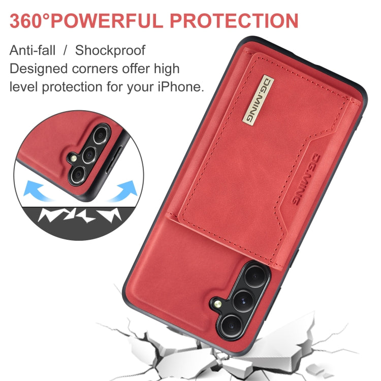 For Samsung Galaxy A55 5G DG.MING M2 Series 3-Fold Multi Card Bag + Magnetic Phone Case(Red) - Galaxy Phone Cases by DG.MING | Online Shopping UK | buy2fix