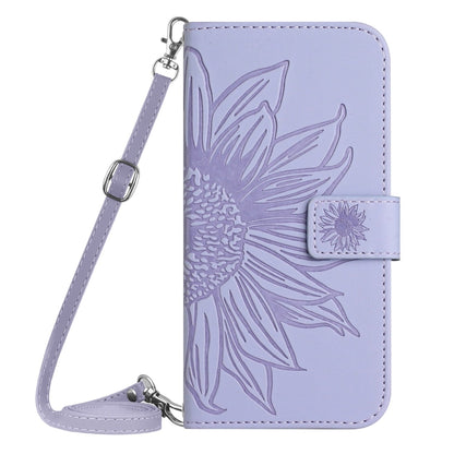 For Xiaomi Redmi 13C 5G Skin Feel Sun Flower Embossed Flip Leather Phone Case with Lanyard(Purple) - 13C Cases by buy2fix | Online Shopping UK | buy2fix