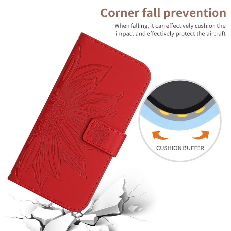 For Xiaomi 14 Ultra Skin Feel Sun Flower Embossed Flip Leather Phone Case with Lanyard(Red) - 14 Ultra Cases by buy2fix | Online Shopping UK | buy2fix