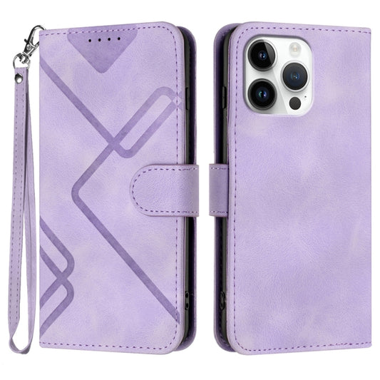 For iPhone 16 Pro Max Line Pattern Skin Feel Leather Phone Case(Light Purple) - iPhone 16 Pro Max Cases by buy2fix | Online Shopping UK | buy2fix