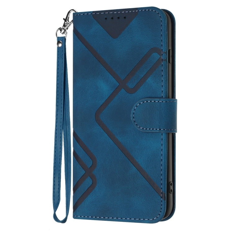 For iPhone 16 Line Pattern Skin Feel Leather Phone Case(Royal Blue) - iPhone 16 Cases by buy2fix | Online Shopping UK | buy2fix