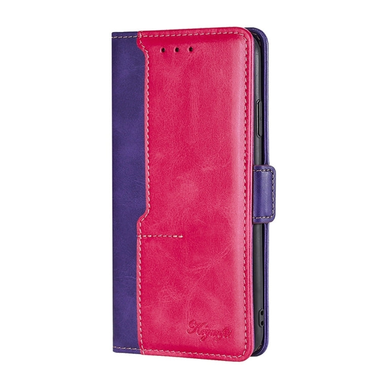 For Xiaomi Redmi Note 12S 4G Contrast Color Side Buckle Leather Phone Case(Purple + Rose Red) - Xiaomi Cases by buy2fix | Online Shopping UK | buy2fix