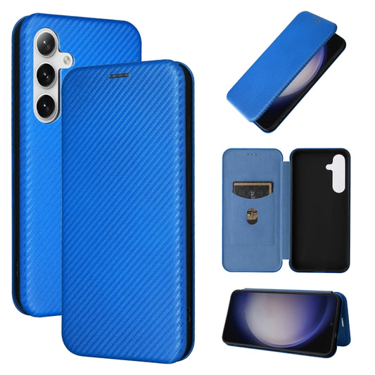 For Samsung Galaxy S24 5G Carbon Fiber Texture Flip Leather Phone Case(Blue) - Galaxy S24 5G Cases by buy2fix | Online Shopping UK | buy2fix