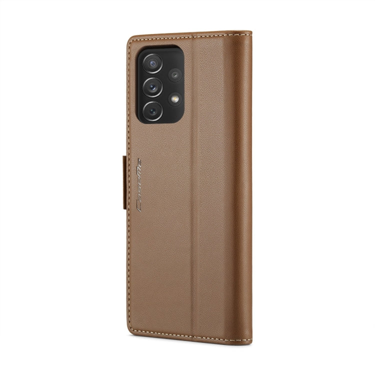 For Samsung Galaxy A72 CaseMe 023 Butterfly Buckle Litchi Texture RFID Anti-theft Leather Phone Case(Brown) - Galaxy Phone Cases by CaseMe | Online Shopping UK | buy2fix