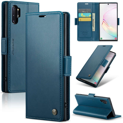 For Samsung Galaxy Note10+ CaseMe 023 Butterfly Buckle Litchi Texture RFID Anti-theft Leather Phone Case(Blue) - Galaxy Phone Cases by CaseMe | Online Shopping UK | buy2fix