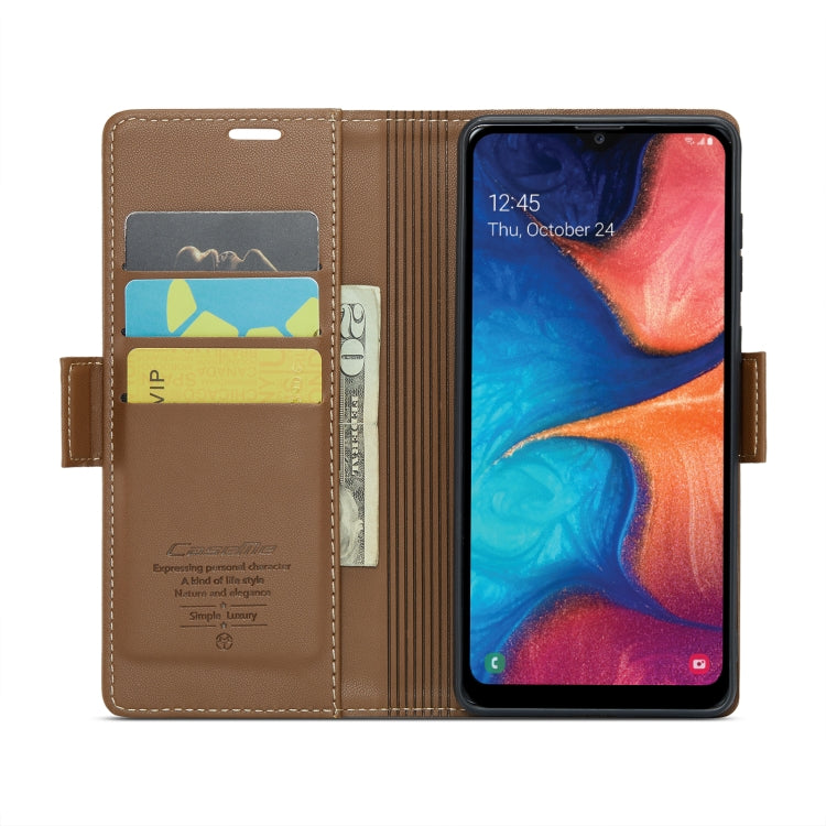 For Samsung Galaxy A20/A30/M10s CaseMe 023 Butterfly Buckle Litchi Texture RFID Anti-theft Leather Phone Case(Brown) - Galaxy Phone Cases by CaseMe | Online Shopping UK | buy2fix