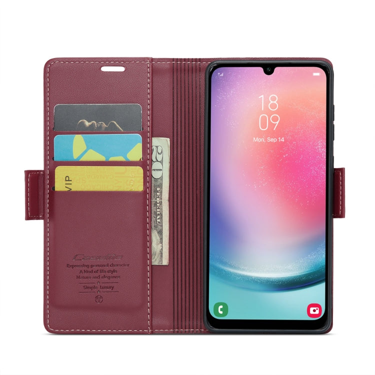 For Samsung Galaxy A24 4G CaseMe 023 Butterfly Buckle Litchi Texture RFID Anti-theft Leather Phone Case(Wine Red) - Galaxy Phone Cases by CaseMe | Online Shopping UK | buy2fix