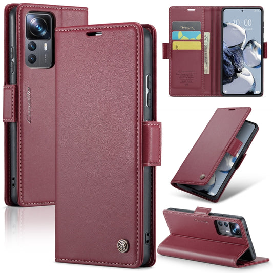 For Xiaomi 12T /12T Pro/Redmi K50 Ultra CaseMe 023 Butterfly Buckle Litchi Texture RFID Anti-theft Leather Phone Case(Wine Red) - Xiaomi Cases by CaseMe | Online Shopping UK | buy2fix