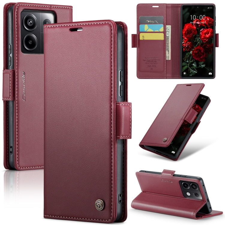 For Xiaomi Redmi Note 13 Pro 5G CaseMe 023 Butterfly Buckle Litchi Texture RFID Anti-theft Leather Phone Case(Wine Red) - Xiaomi Cases by CaseMe | Online Shopping UK | buy2fix