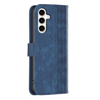 For Samsung Galaxy S23 FE 5G Plaid Embossed Leather Phone Case(Blue) - Galaxy S23 FE 5G Cases by buy2fix | Online Shopping UK | buy2fix