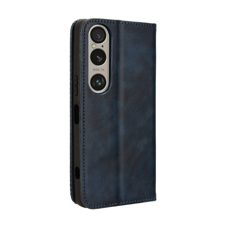 For Sony Xperia 1 VI 2024 Magnetic Buckle Retro Texture Leather Phone Case(Blue) - Sony Cases by buy2fix | Online Shopping UK | buy2fix