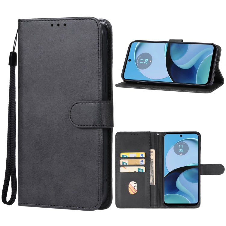 For Motorola Moto G54 Leather Phone Case(Black) - Motorola Cases by buy2fix | Online Shopping UK | buy2fix