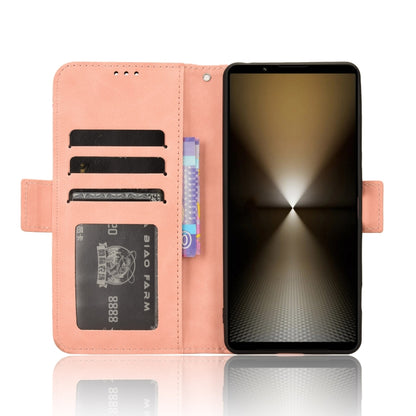 For Sony Xperia 1 VI 2024 Skin Feel Calf Texture Card Slots Leather Phone Case(Pink) - Sony Cases by buy2fix | Online Shopping UK | buy2fix