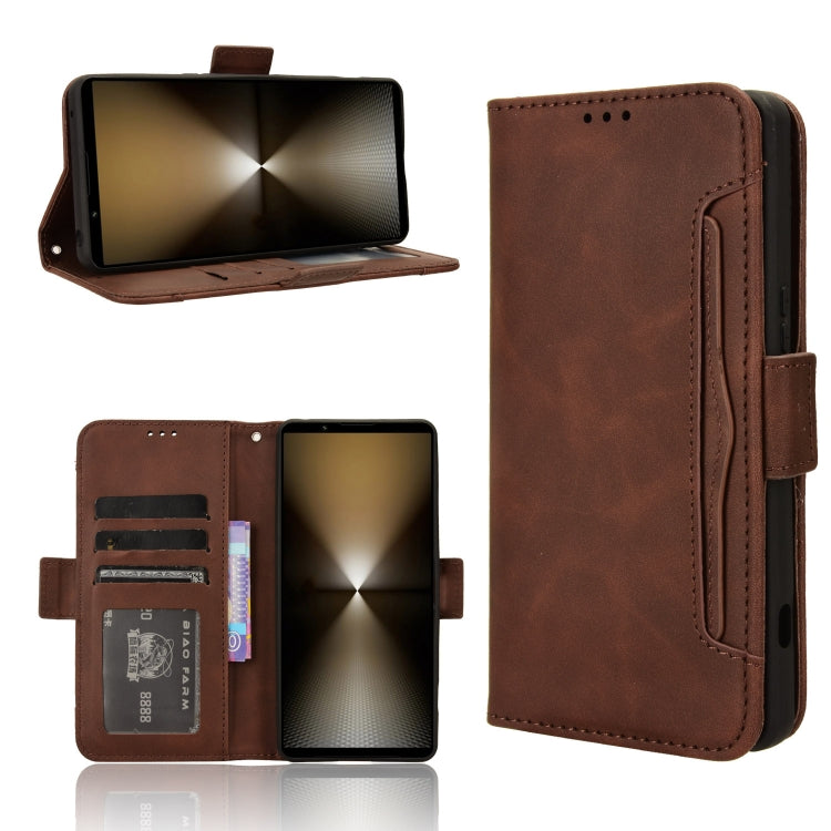 For Sony Xperia 1 VI 2024 Skin Feel Calf Texture Card Slots Leather Phone Case(Brown) - Sony Cases by buy2fix | Online Shopping UK | buy2fix