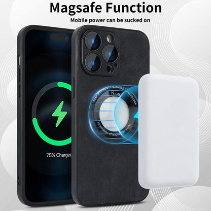 For iPhone 14 Pro Max Skin Feel Leather MagSafe Magnetic Phone Case(Black) - iPhone 14 Pro Max Cases by buy2fix | Online Shopping UK | buy2fix