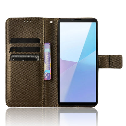 For Sony Xperia 10 VI 2024 Diamond Texture Leather Phone Case(Brown) - Sony Cases by buy2fix | Online Shopping UK | buy2fix