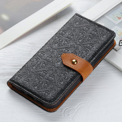 For Xiaomi Redmi 13C European Floral Embossed Leather Phone Case(Black) - 13C Cases by buy2fix | Online Shopping UK | buy2fix