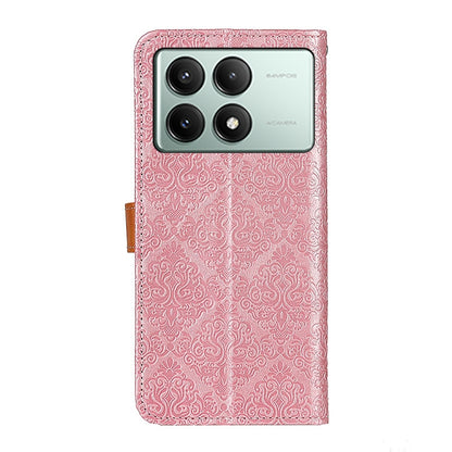 For Xiaomi Poco X6 Pro 5G/Redmi K70E European Floral Embossed Leather Phone Case(Pink) - K70E Cases by buy2fix | Online Shopping UK | buy2fix