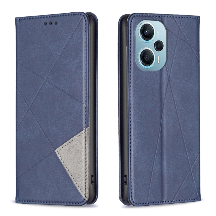 For Xiaomi Poco F5 5G / Redmi Note 12 Turbo Rhombus Texture Magnetic Leather Phone Case(Blue) - Xiaomi Cases by buy2fix | Online Shopping UK | buy2fix