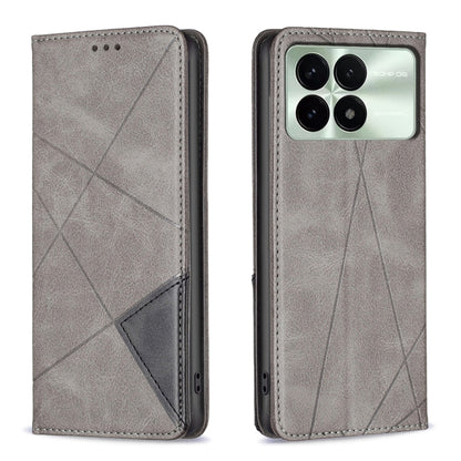 For Xiaomi Redmi K70 / K70 Pro Rhombus Texture Magnetic Leather Phone Case(Grey) - K70 Pro Cases by buy2fix | Online Shopping UK | buy2fix