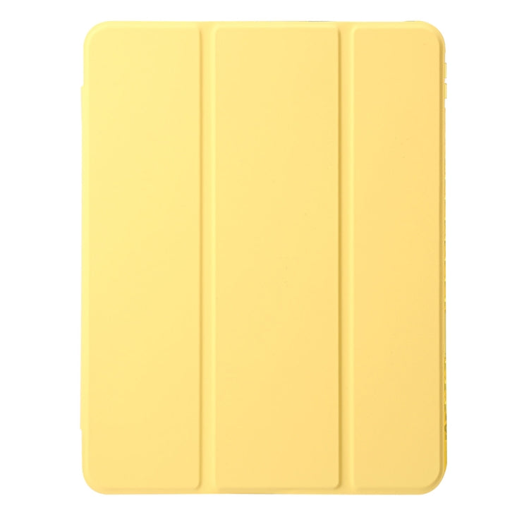 For iPad Air 13 2024 Clear Acrylic 3-Fold Leather Tablet Case(Yellow) - iPad Air 13 2024 Cases by buy2fix | Online Shopping UK | buy2fix