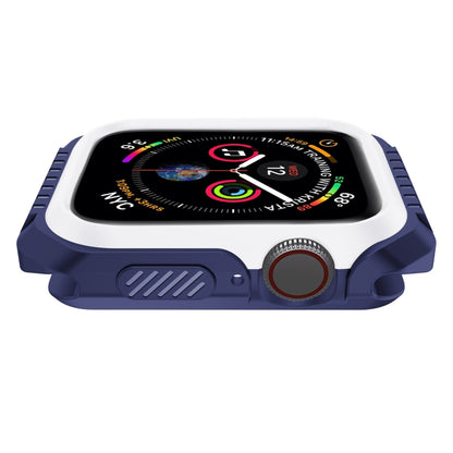 For Apple Watch Series 6 & SE & 5 & 4 44mm Shockproof Two Color Protective Case(Blue White) - Watch Cases by buy2fix | Online Shopping UK | buy2fix