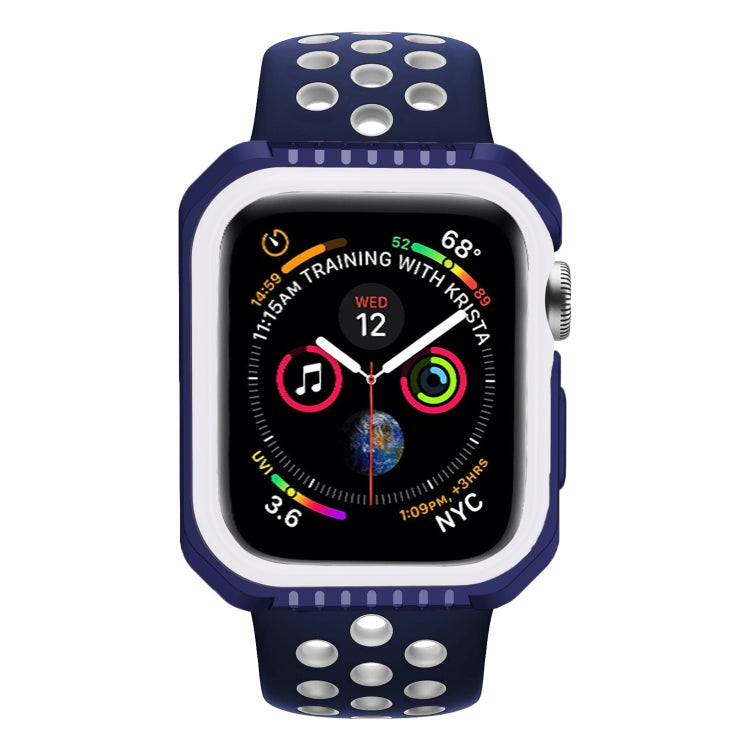 For Apple Watch Series 6 & SE & 5 & 4 44mm Shockproof Two Color Protective Case(Blue White) - Watch Cases by buy2fix | Online Shopping UK | buy2fix