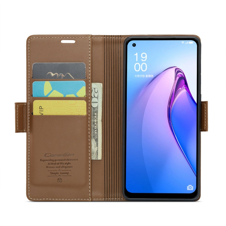 For OPPO F21 Pro 5G Globa/Reno8 Z Global CaseMe 023 Butterfly Buckle Litchi Texture RFID Anti-theft Leather Phone Case(Brown) - OPPO Cases by CaseMe | Online Shopping UK | buy2fix