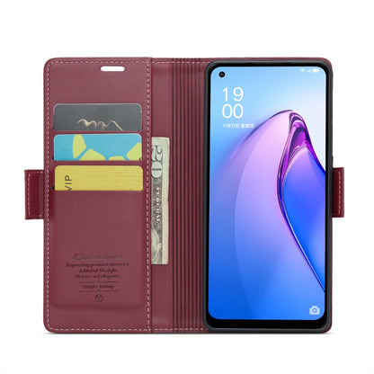 For OPPO Reno8 5G Global CaseMe 023 Butterfly Buckle Litchi Texture RFID Anti-theft Leather Phone Case(Wine Red) - OPPO Cases by CaseMe | Online Shopping UK | buy2fix