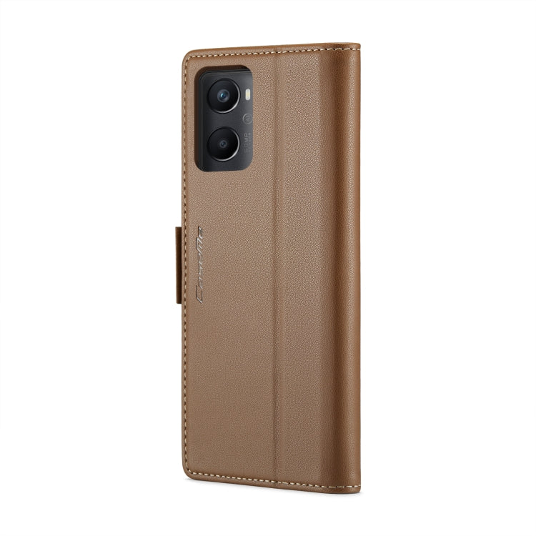 For OPPO A96 4G Global/A36 4G/K10 4G/A76 4G CaseMe 023 Butterfly Buckle Litchi Texture RFID Anti-theft Leather Phone Case(Brown) - OPPO Cases by CaseMe | Online Shopping UK | buy2fix