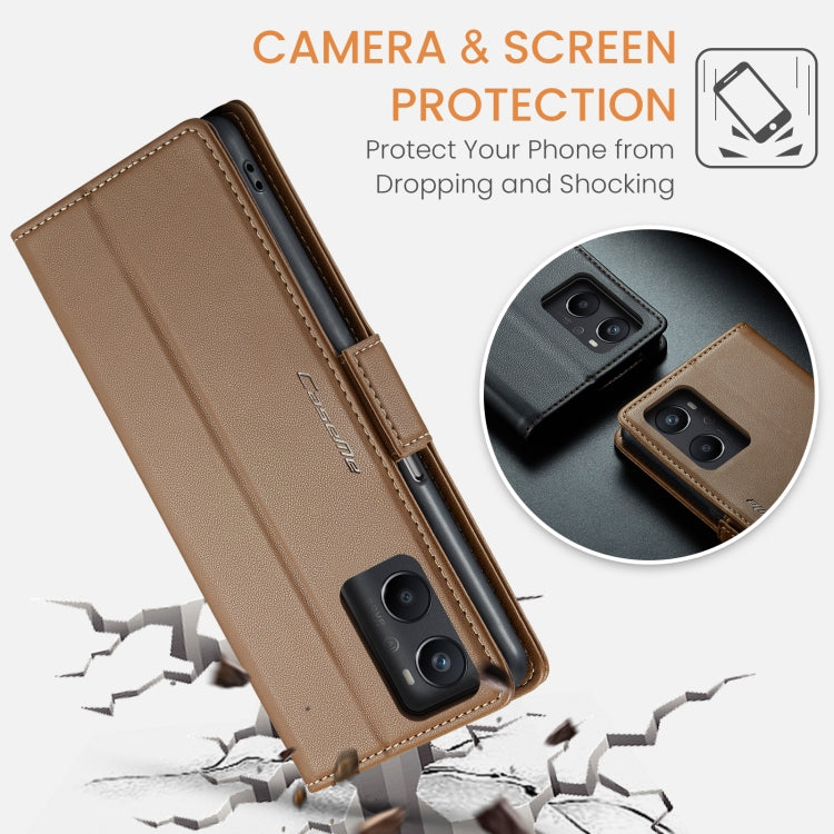 For OPPO A96 4G Global/A36 4G/K10 4G/A76 4G CaseMe 023 Butterfly Buckle Litchi Texture RFID Anti-theft Leather Phone Case(Brown) - OPPO Cases by CaseMe | Online Shopping UK | buy2fix