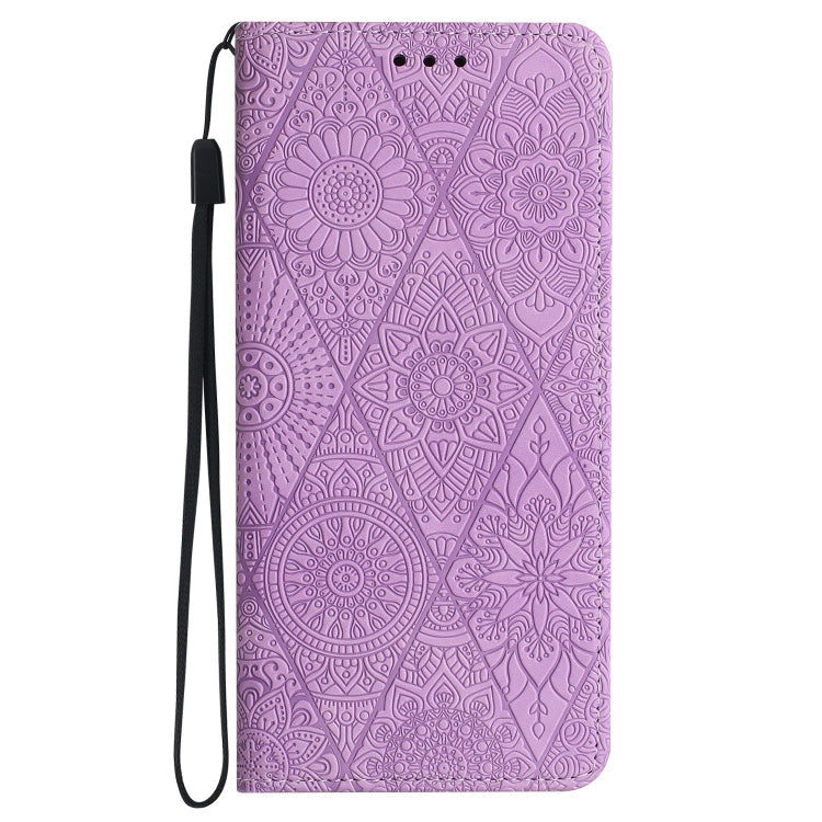 For Xiaomi Poco X4 Pro 5G Ethnic Embossed Adsorption Leather Phone Case(Purple) - Xiaomi Cases by buy2fix | Online Shopping UK | buy2fix