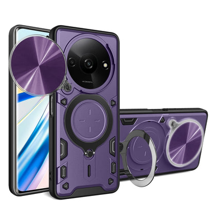 For Xiaomi Redmi A3 CD Texture Sliding Camshield Magnetic Holder Phone Case(Purple) - Xiaomi Cases by buy2fix | Online Shopping UK | buy2fix