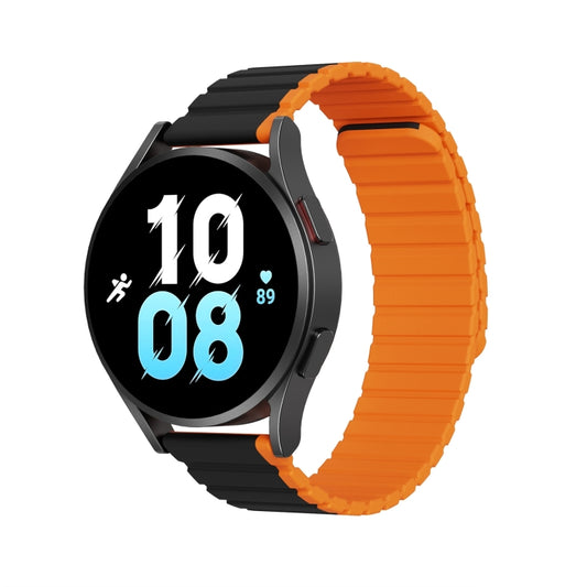 DUX DUCIS Magnetic Silicone Watch Band, Size:22mm(Black Orange) - 20mm Bands by DUX DUCIS | Online Shopping UK | buy2fix