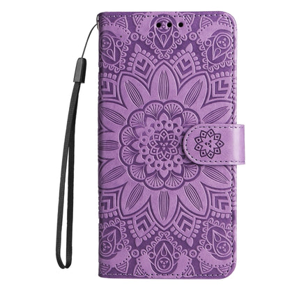 For Xiaomi Redmi 13C 4G Embossed Sunflower Leather Phone Case(Purple) - 13C Cases by buy2fix | Online Shopping UK | buy2fix