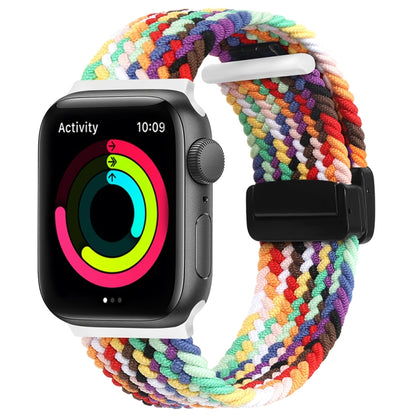 Magnetic Fold Clasp Woven Watch Band For Apple Watch 6 40mm(Rainbow Color) - Watch Bands by buy2fix | Online Shopping UK | buy2fix