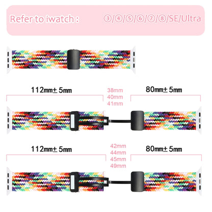 Magnetic Fold Clasp Woven Watch Band For Apple Watch 8 45mm(Rainbow Color) - Watch Bands by buy2fix | Online Shopping UK | buy2fix