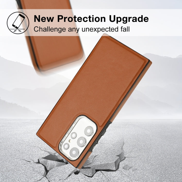 For Samsung Galaxy S22 Ultra 5G Leather Texture Full Coverage Phone Case(Brown) - Galaxy S22 Ultra 5G Cases by buy2fix | Online Shopping UK | buy2fix