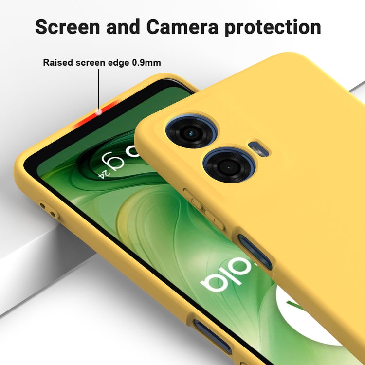 For Motorola Moto G24 Power Pure Color Liquid Silicone Shockproof Phone Case(Yellow) - Motorola Cases by buy2fix | Online Shopping UK | buy2fix