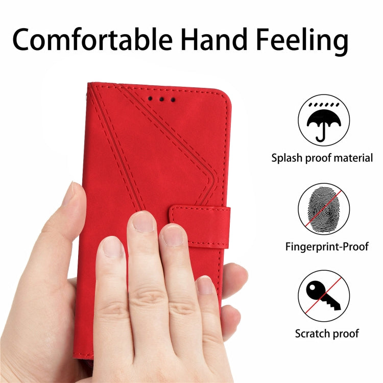 For iPhone 16 Plus Stitching Embossed Leather Phone Case(Red) - iPhone 16 Plus Cases by buy2fix | Online Shopping UK | buy2fix